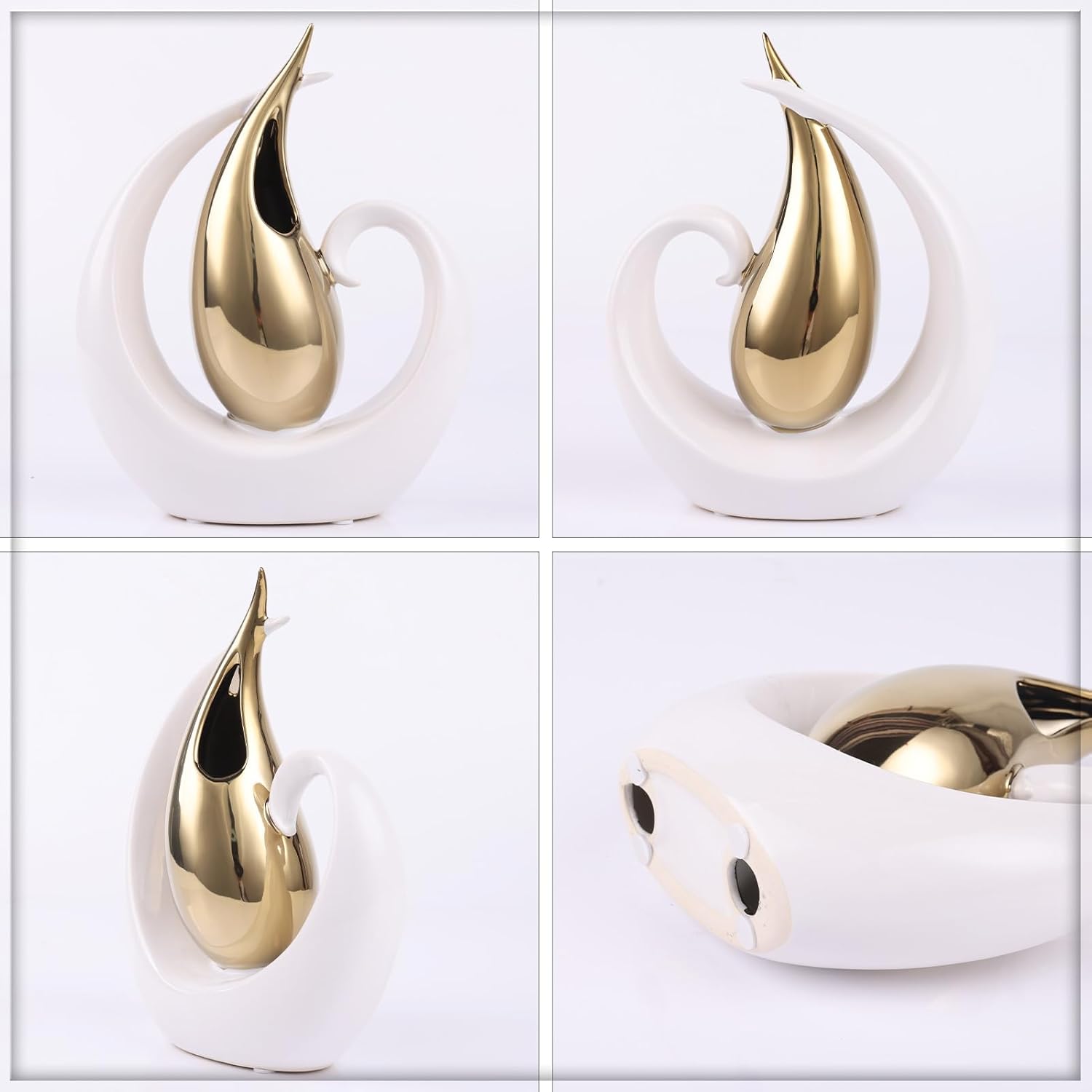Modern Ceramic Vase Gold and White Decor