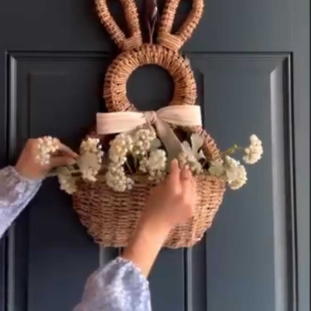 Easter Bunny Basket Wall Hanging Decor
