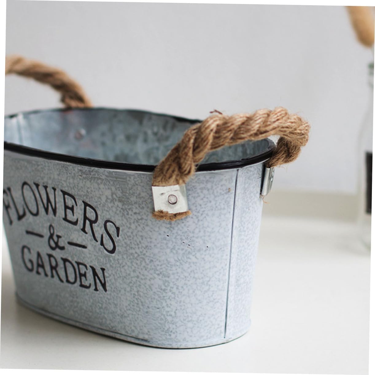 Vintage Style Iron Bucket Flower Vase