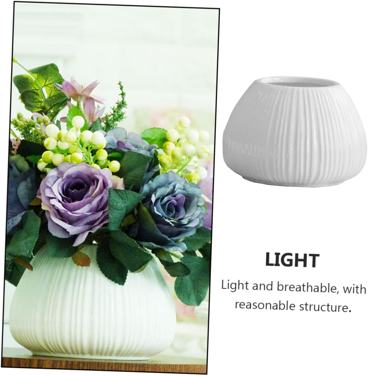 Vertical Striped Ceramic Flower Vase for Home Decor