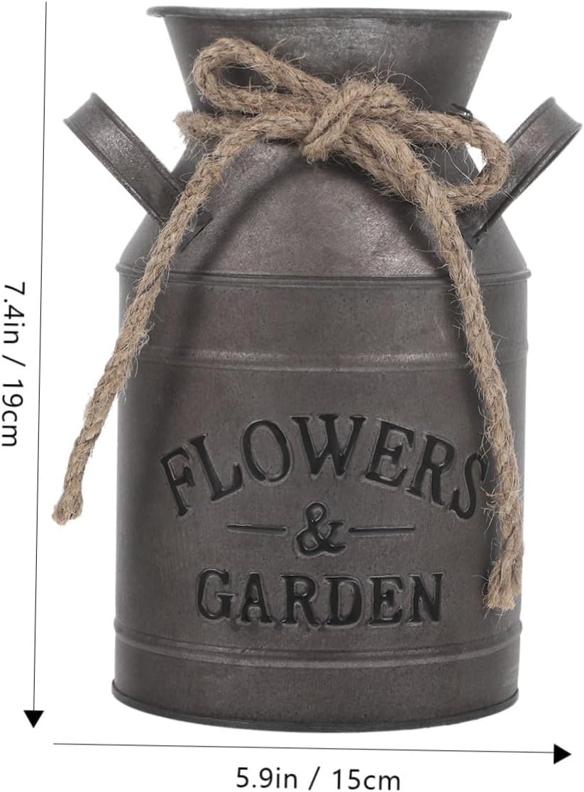 STOBAZA Vintage Flower Vase Rustic Bucket Planter Decorative Jug for Home Office