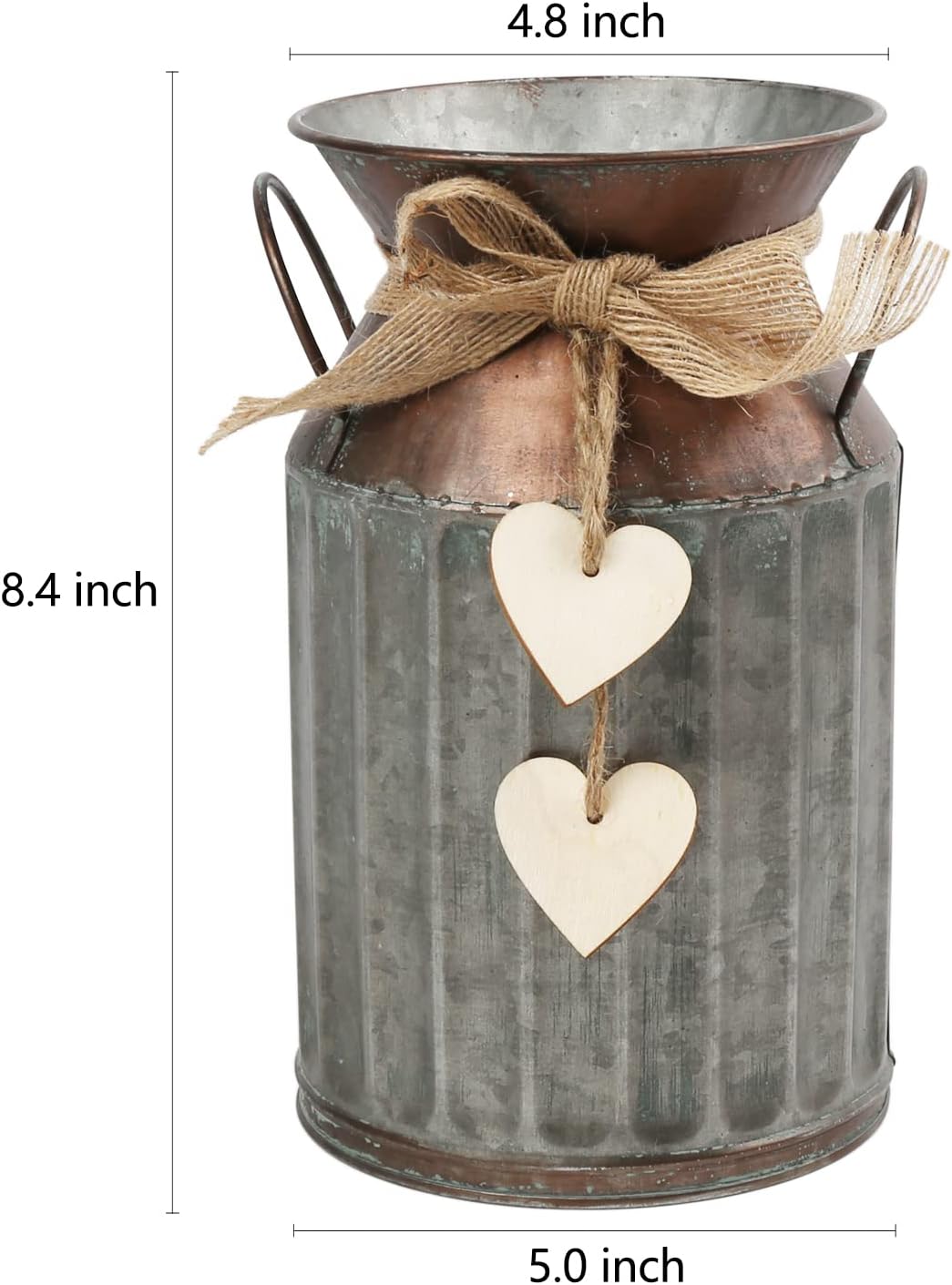 Rustic Brown Galvanized Milk Can Metal Vase 84 Inch