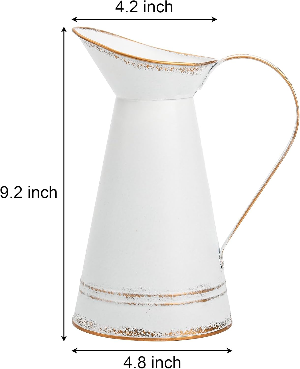 Elsjoy 2 Pack Metal Pitcher Vases with Gold Rim