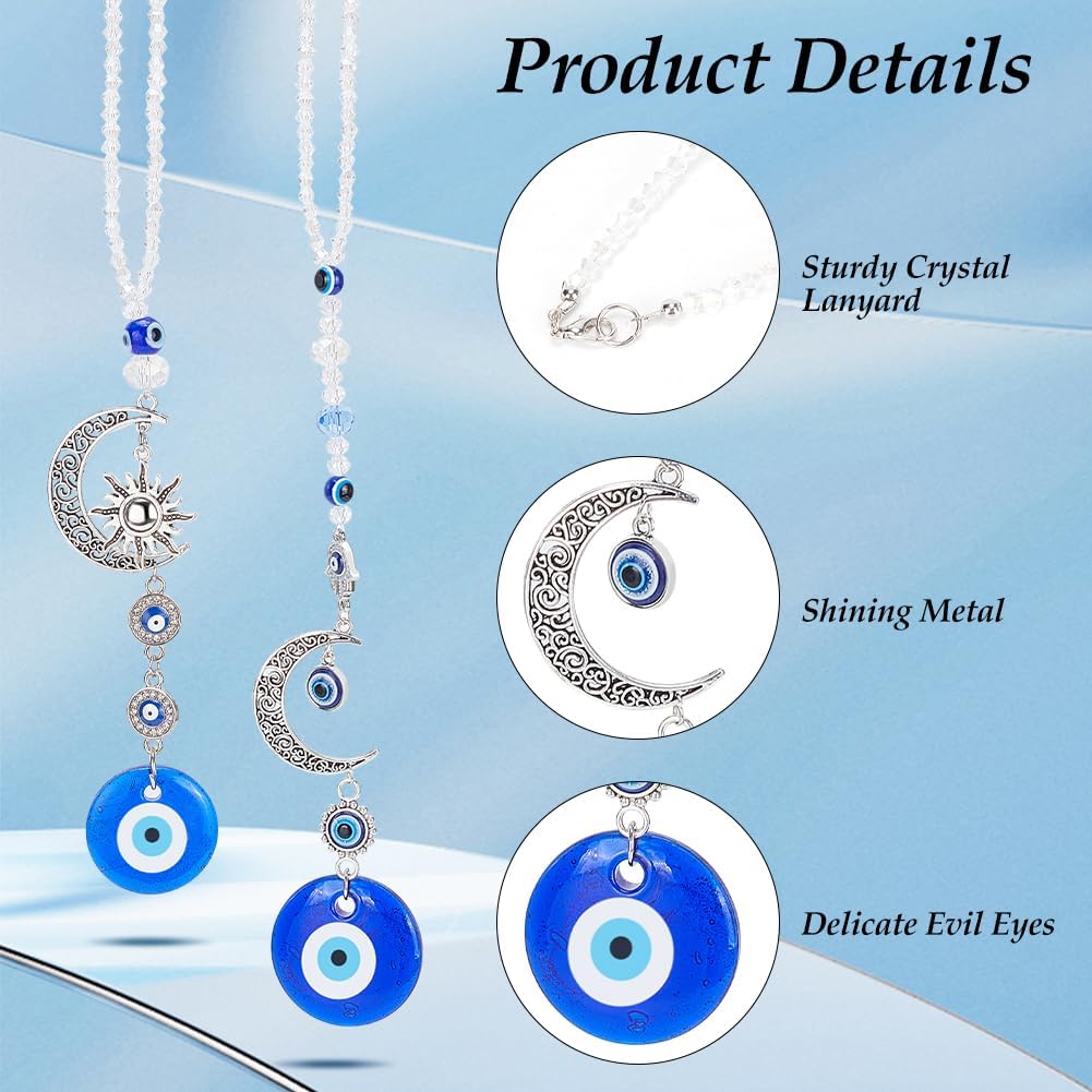 WEBEEDY 2pcs Evil Eye Car Hanging Decor