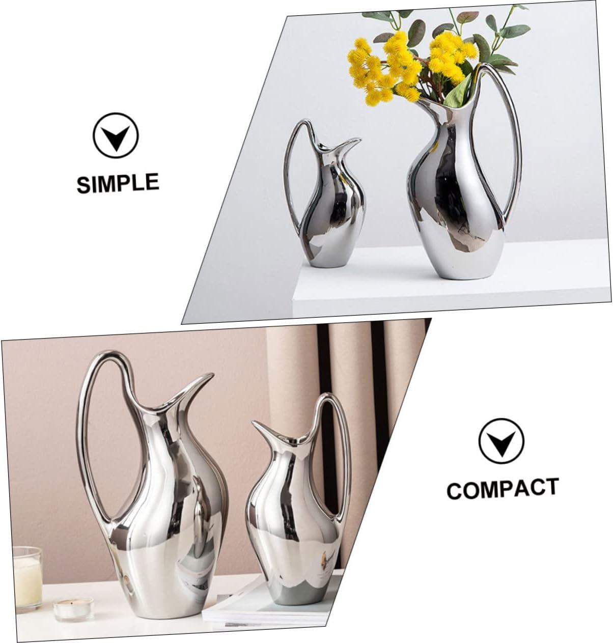 Floral Pitcher Shape Ceramic Decor Statue