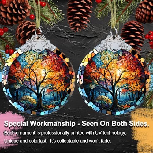 Aestas Tree of Life Crystal Glass Hanging Ornament - Christmas Decor Gift
