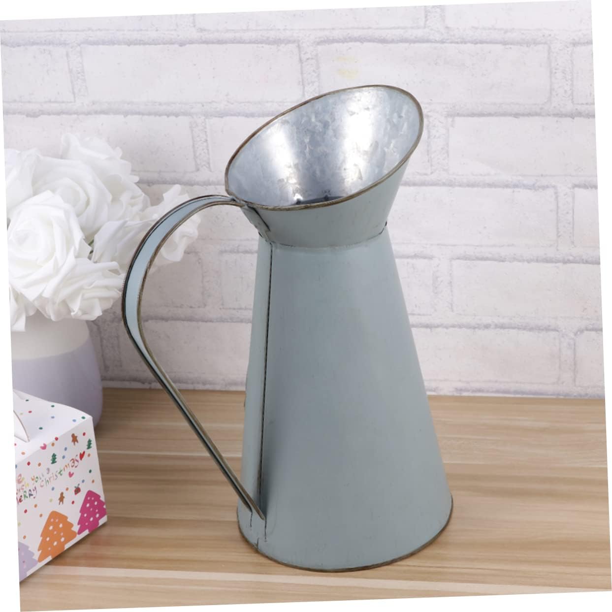 Rustic Metal Pitcher Vase for Home Decor