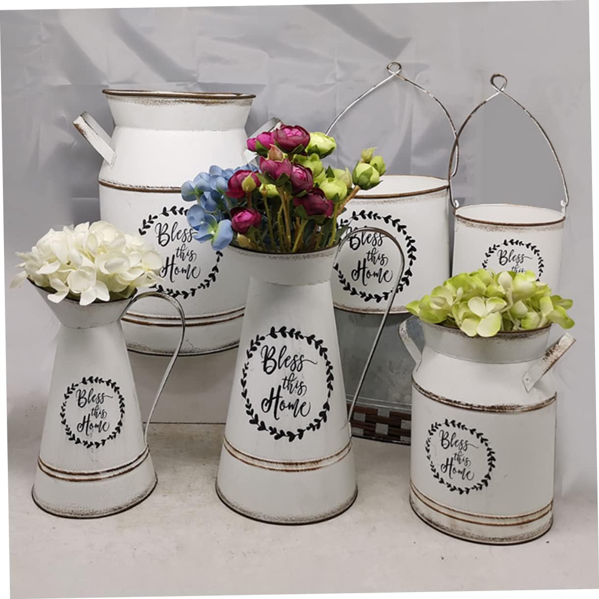 Creative Country Style Vintage White Floral Vase for Home Decor