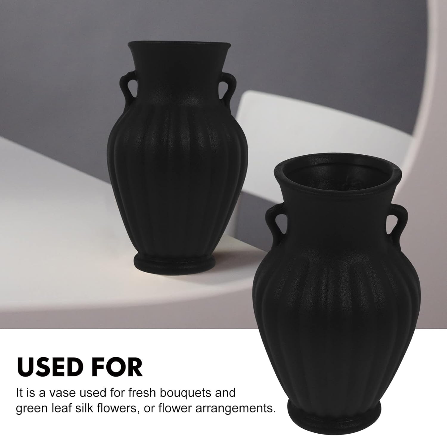 Vintage Ceramic Flower Vase Black Farmhouse Style
