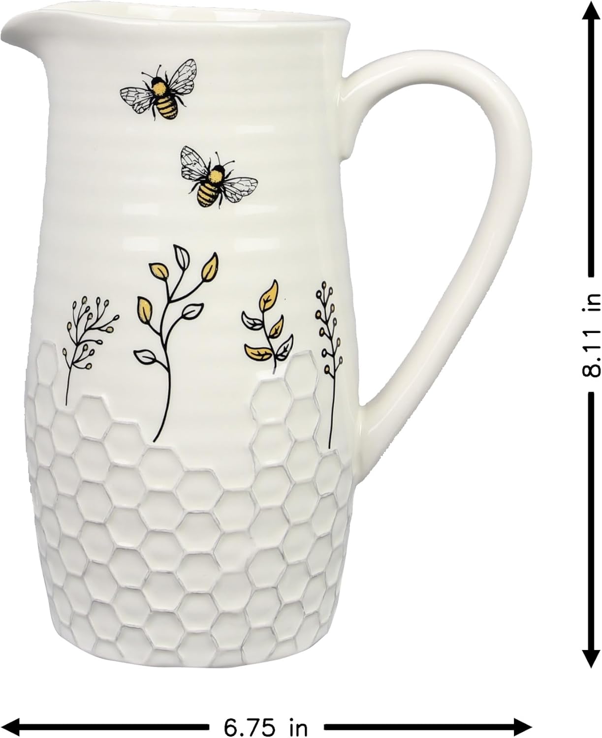 Youngs Inc Honey Bee Ceramic Water Pitcher Vase