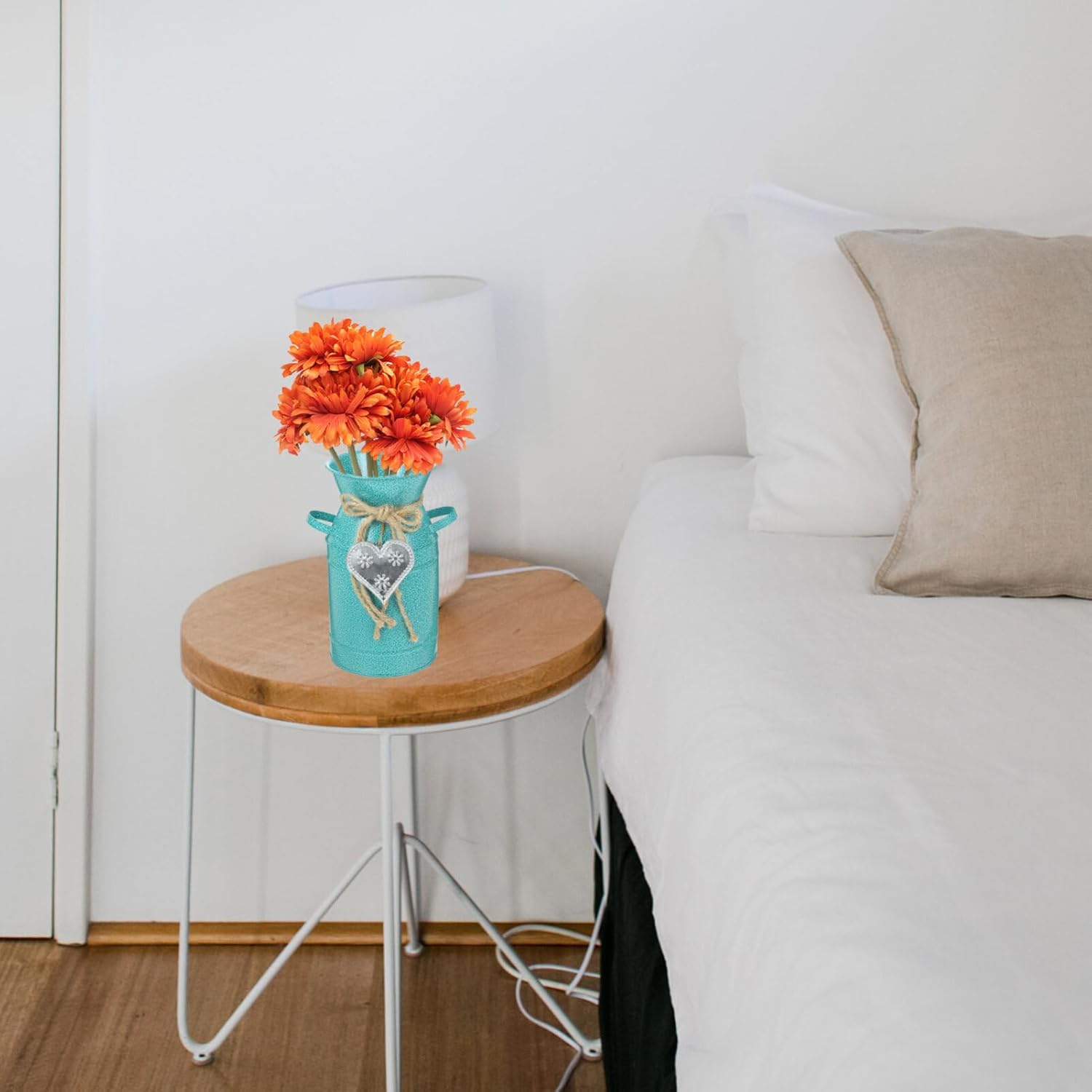 Yardwe Vintage Iron Bucket Vase for Home Decor