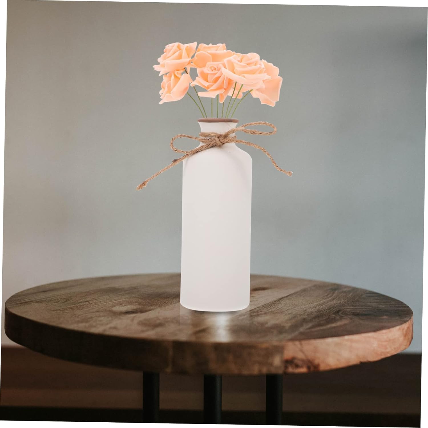 White Ceramic Round Decorative Vase for Home Decor