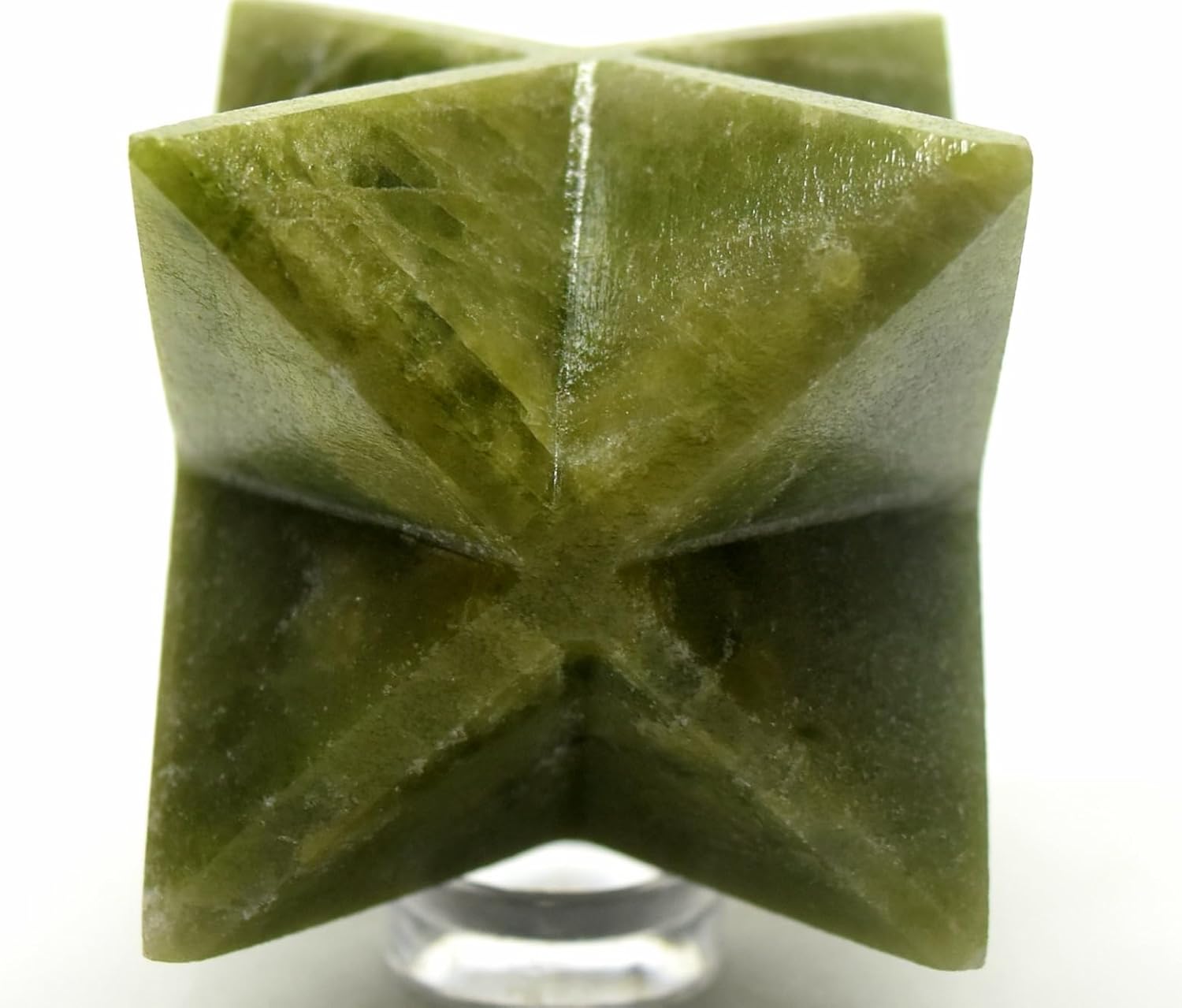 24 Rich Green Vesuvianite 8 Point Merkaba Carved Star Crystal