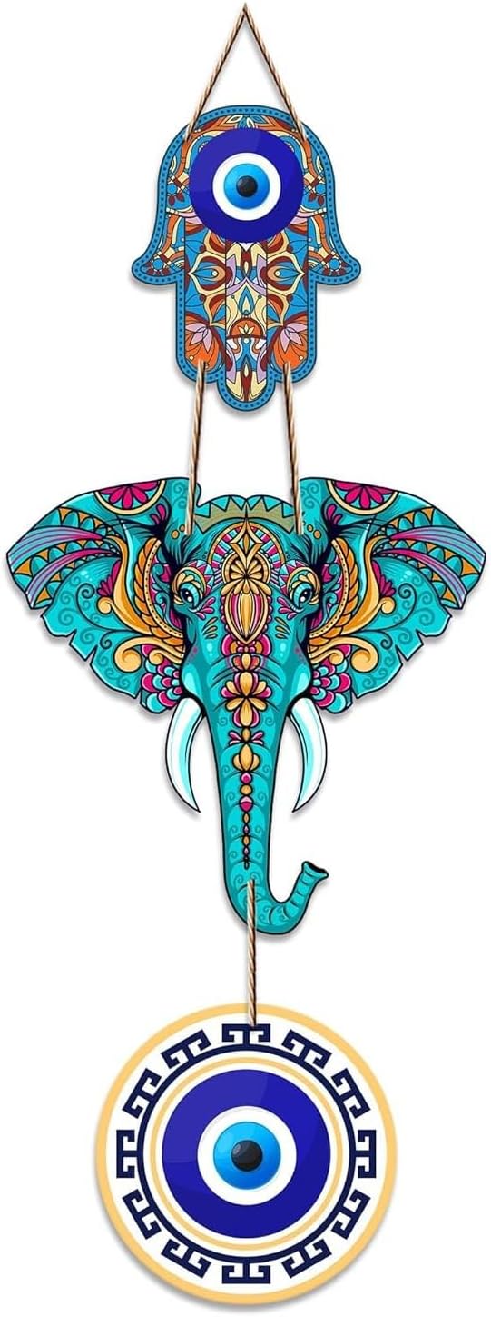 GoldenGrace Elephant Evil Eye Wall Hanging Decor