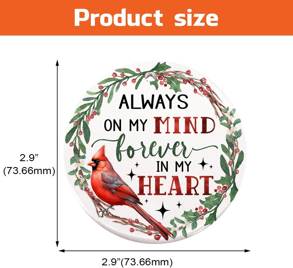 Memorial Ornament with Heartfelt Message - Christmas Red Cardinal Decor