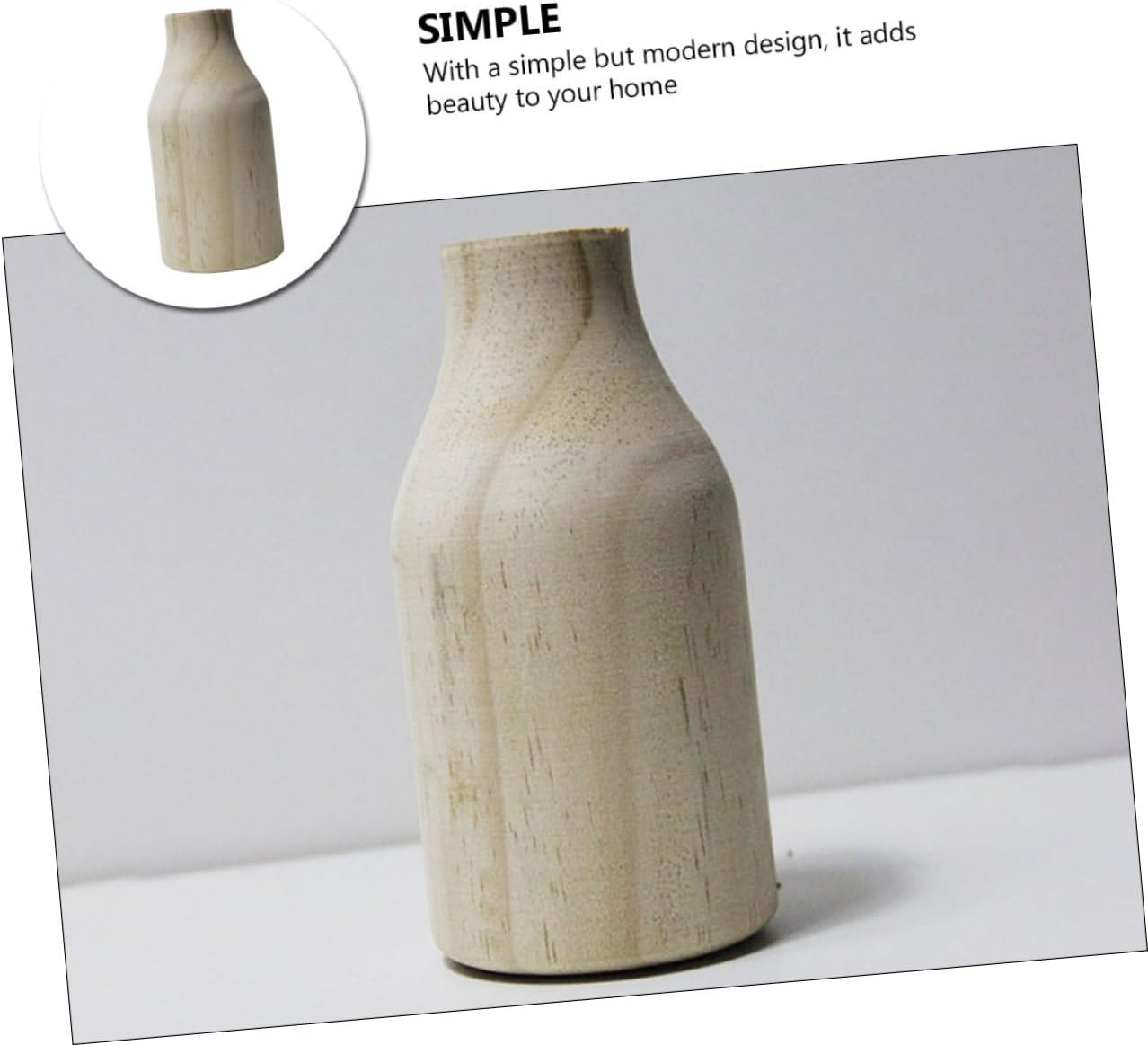 Rustic Small Pine Wood Vase for Table Centerpiece