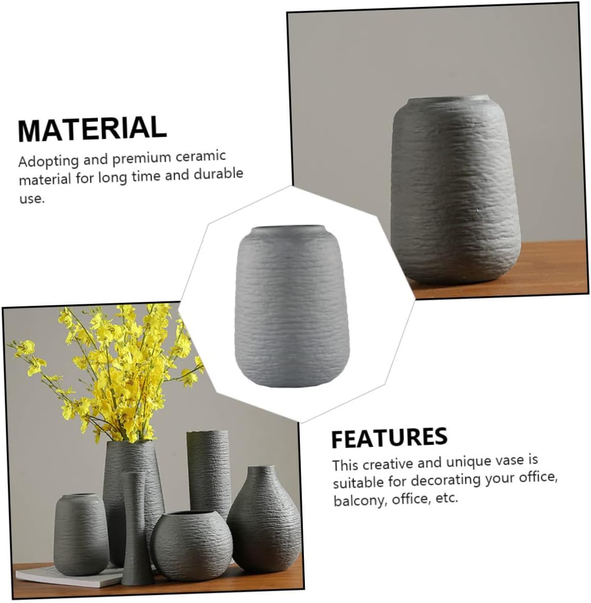 Nordic Style Ribbed Ceramic Flower Vase for Modern Decor