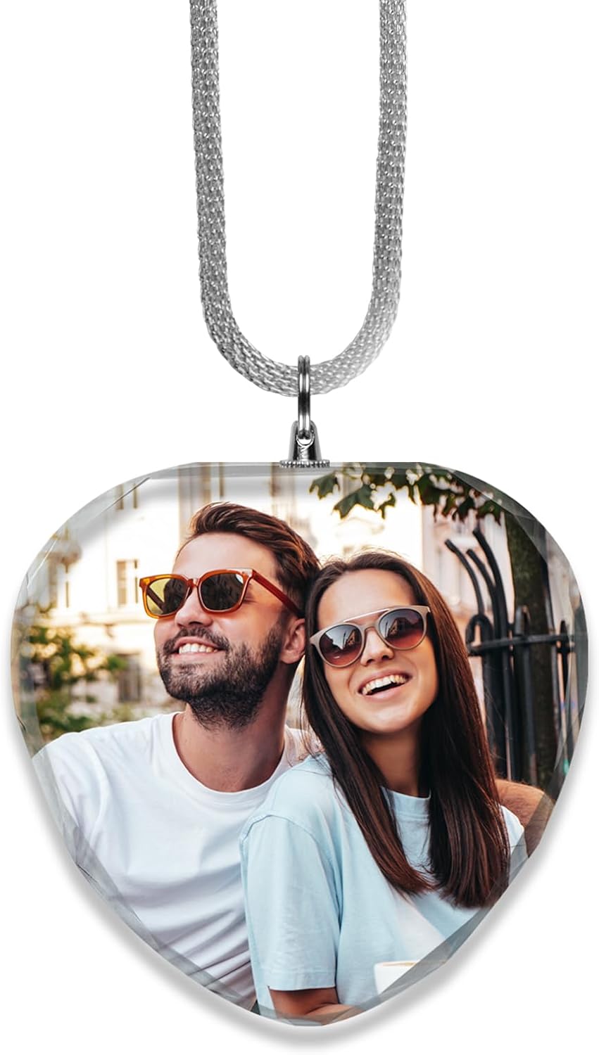 Personalized Crystal Car Rearview Mirror Pendant with Photo