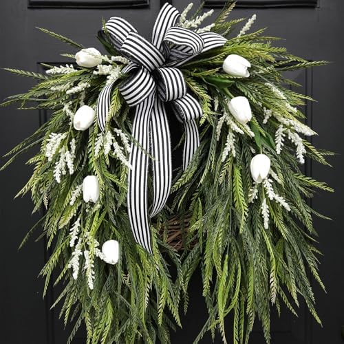Artificial Spring Summer Wreath for Front Door Decor