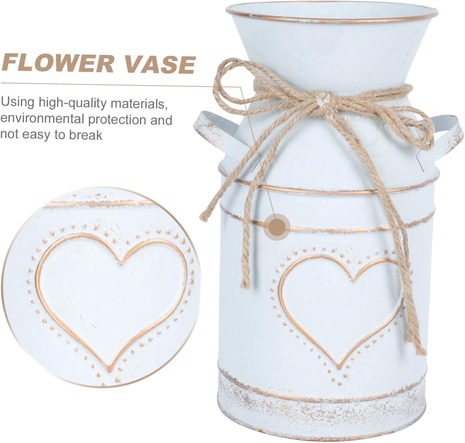 Vintage Galvanized Flower Vase Rustic Decorative Pot