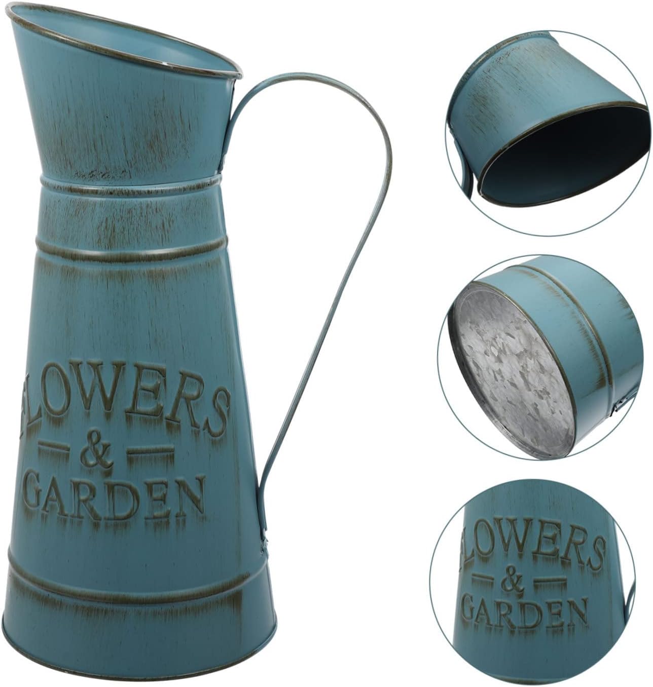 Boho Blue Retro Iron Pot Flower Vase for Home Decor