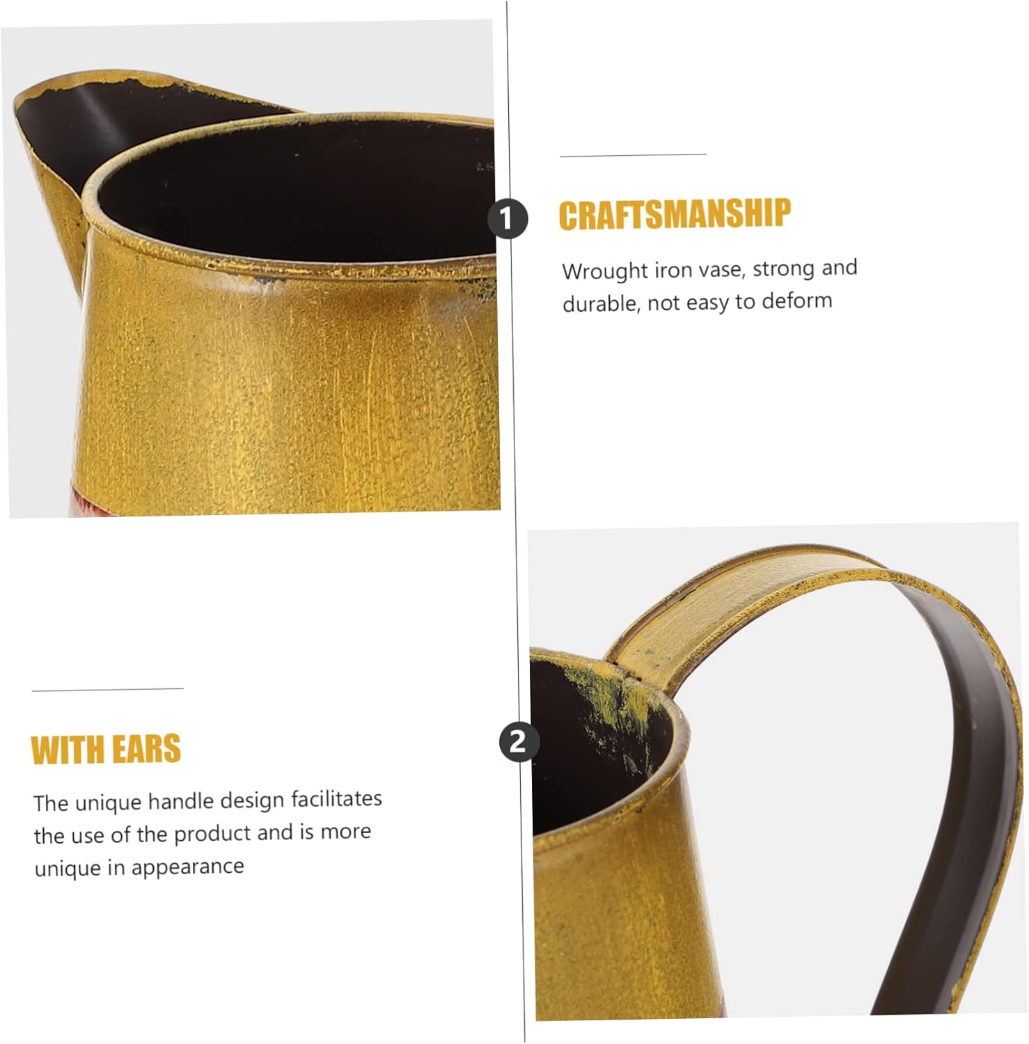 STOBAZA Vintage Wrought Iron Flower Bucket Decor Vase