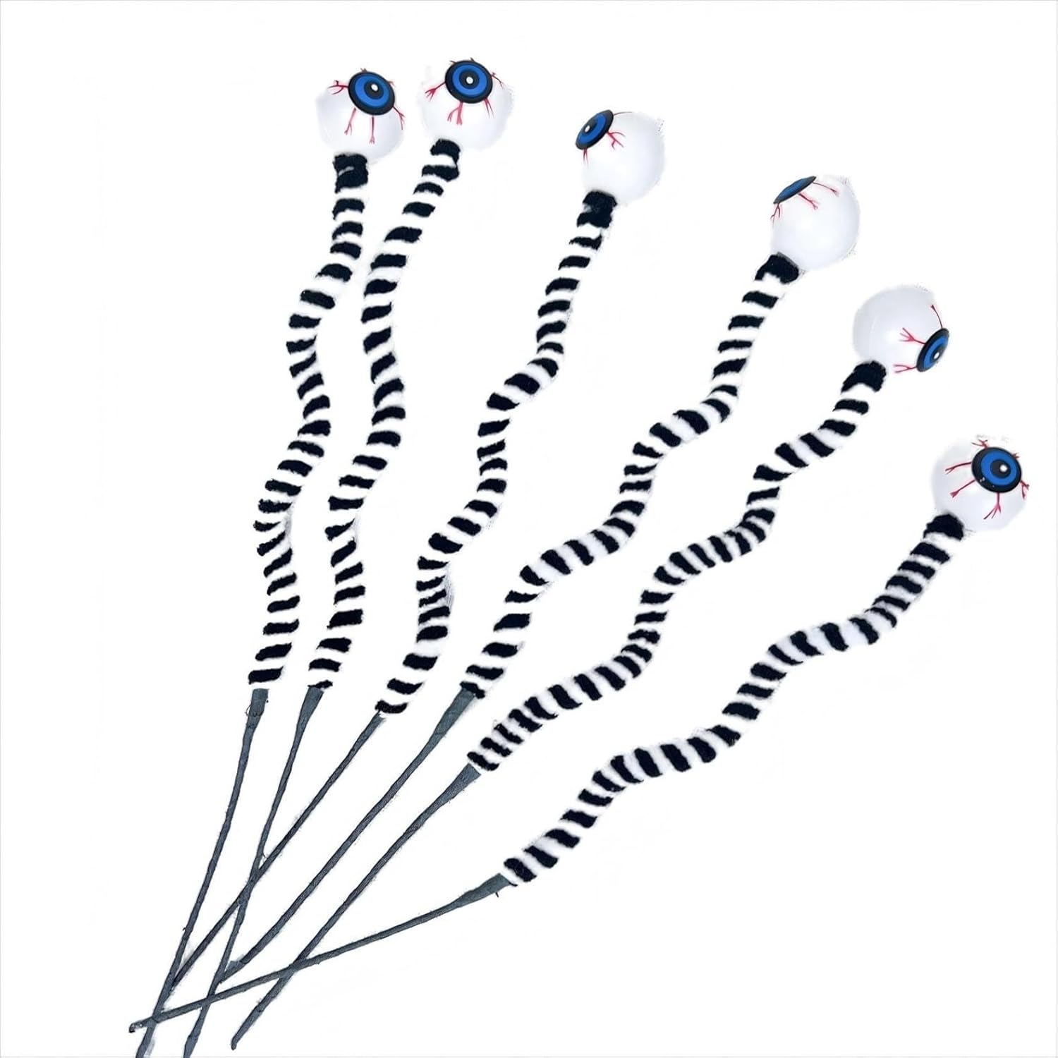 Halloween DIY Hanging Ornaments with Wool Bead Eyes on Twigs 6pcs