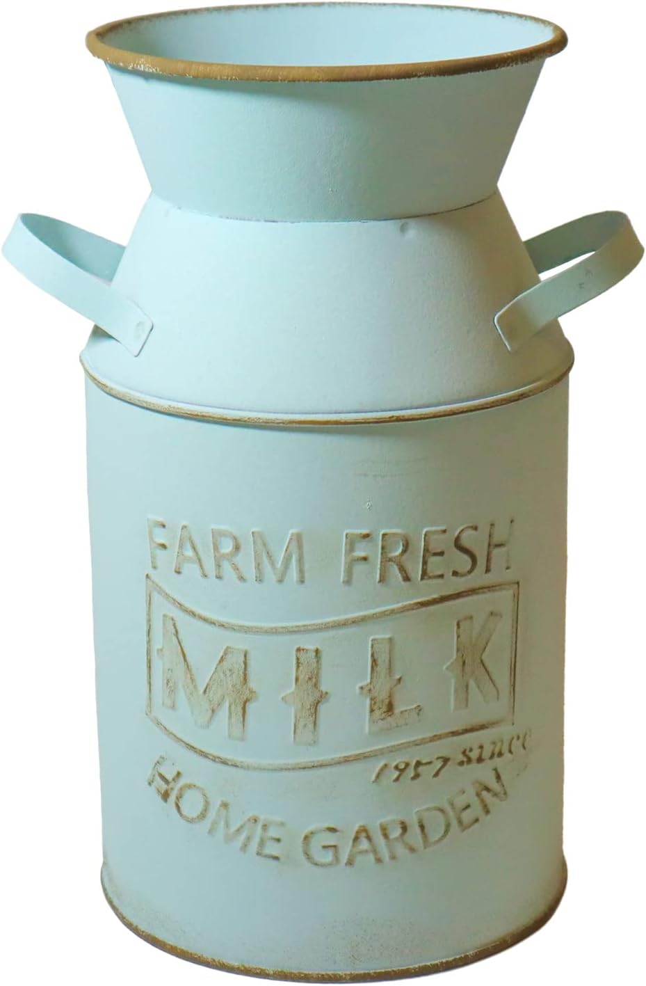 Galvanized Blue-Green Milk Can Vintage Vase