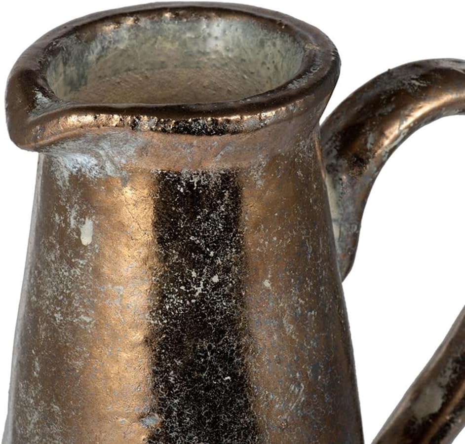 AB Home Farmhouse Pitcher Vase - Cream White and Gold