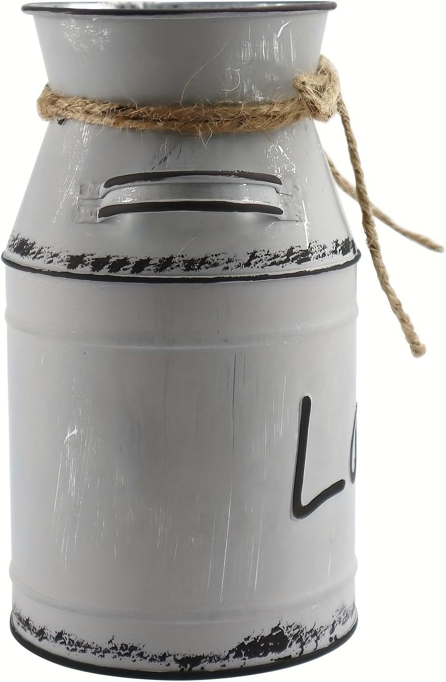 Love Pattern Vase Galvanized Antique Gray 76 Inch