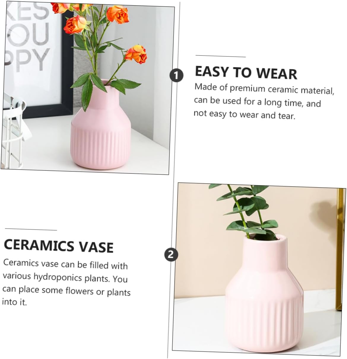 Ceramic Flower Vase Trendy Aesthetic for Home Decor
