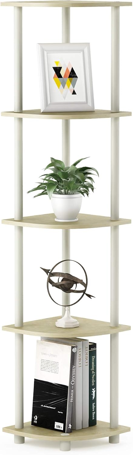 Furinno Turn-N-Tube 5 Tier Corner Display Rack White