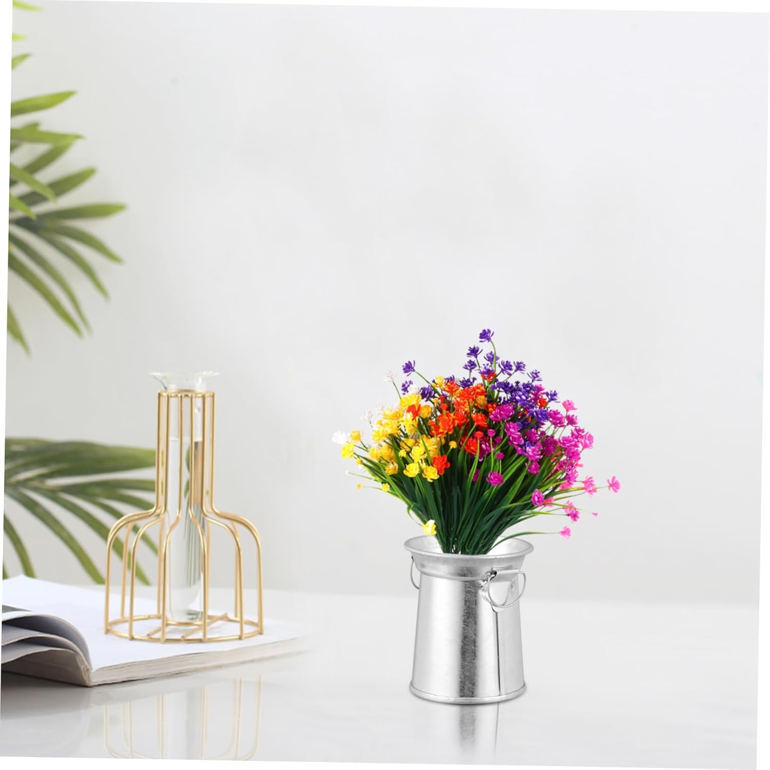 3pcs Vintage Iron Flowerpot Rustic Vase for Decor