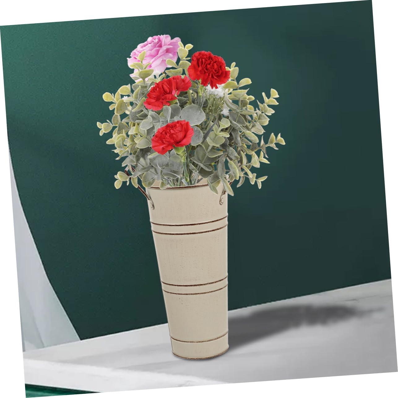 STOBAZA Iron Flower Bucket Vintage Decorative Vase