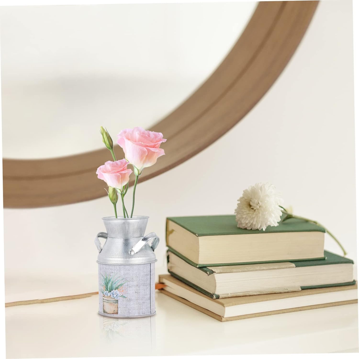 STOBAZA 3Pcs Tinplate Flower Vase with Handle Retro Decorative Vases for Home Office Wedding Table Centerpieces