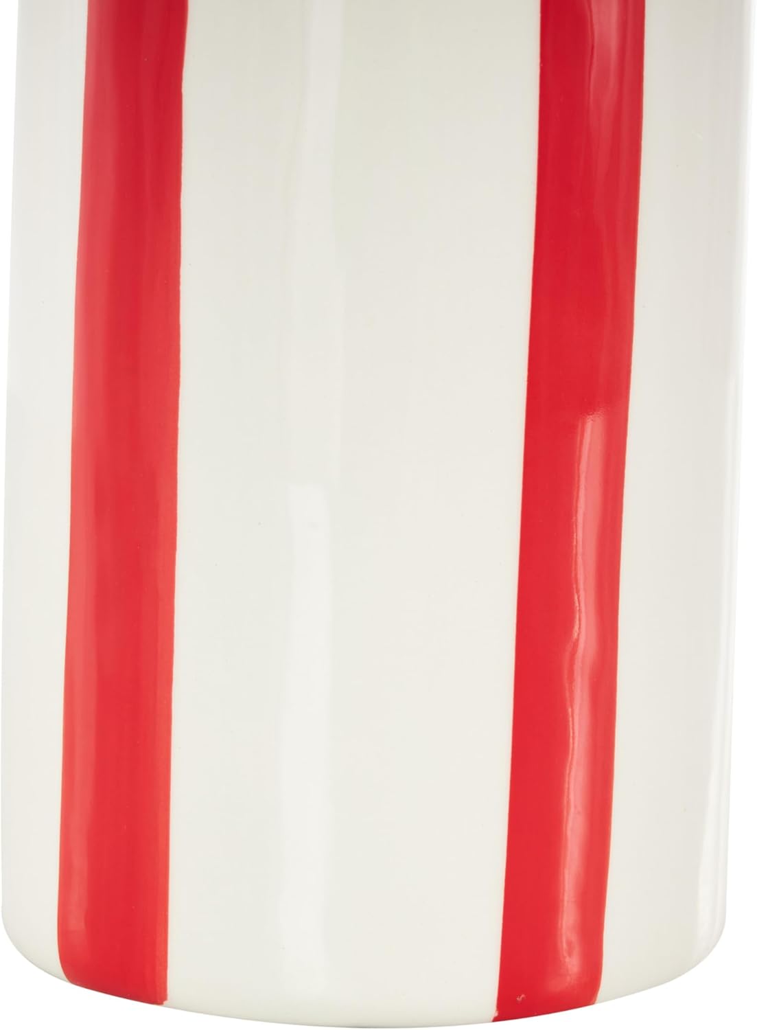 Deco 79 Round Ceramic Vase with Red Stripes