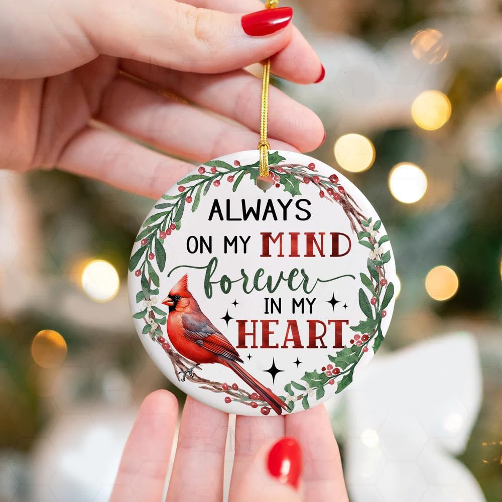Memorial Ornament with Heartfelt Message - Christmas Red Cardinal Decor