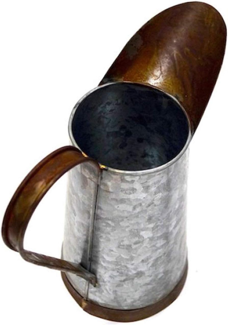 Vintage Galvanized Metal Large Pitcher Flower Holder Vase