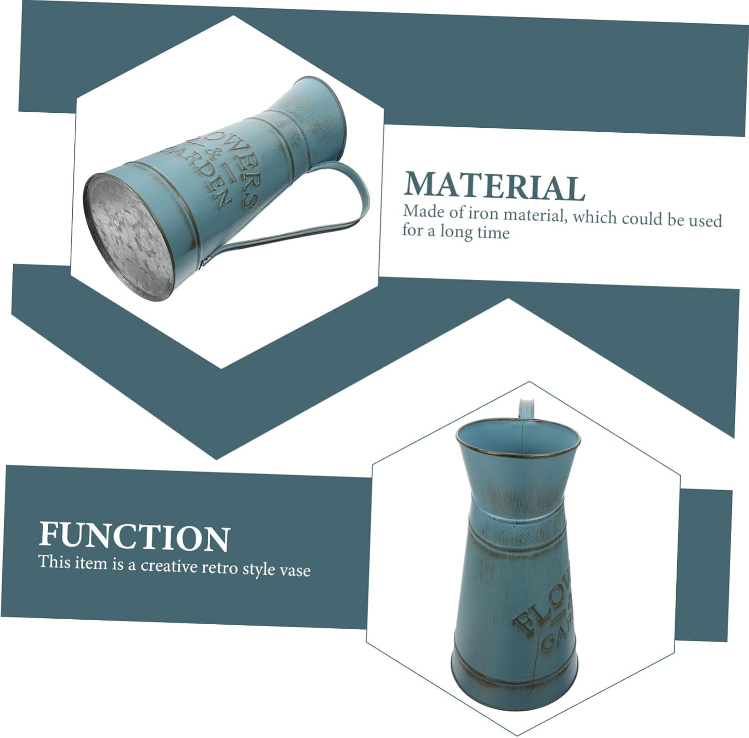 Boho Blue Retro Iron Pot Flower Vase for Home Decor