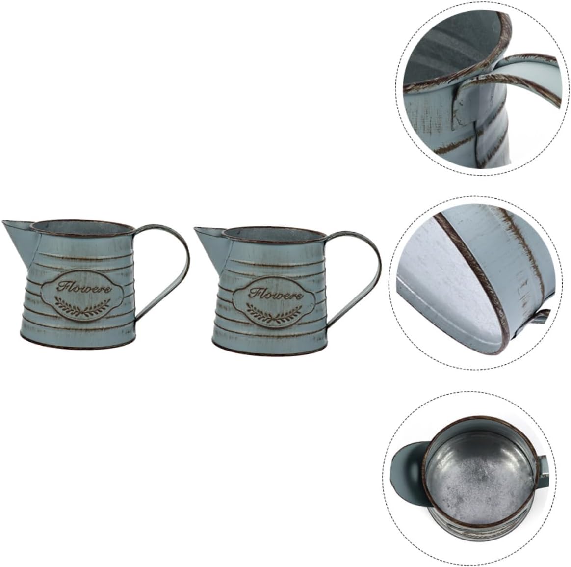 Antique Iron Flowerpot Decorative Vase for Home Office Bonsai Arrangement Vintage Design 2pcs Set