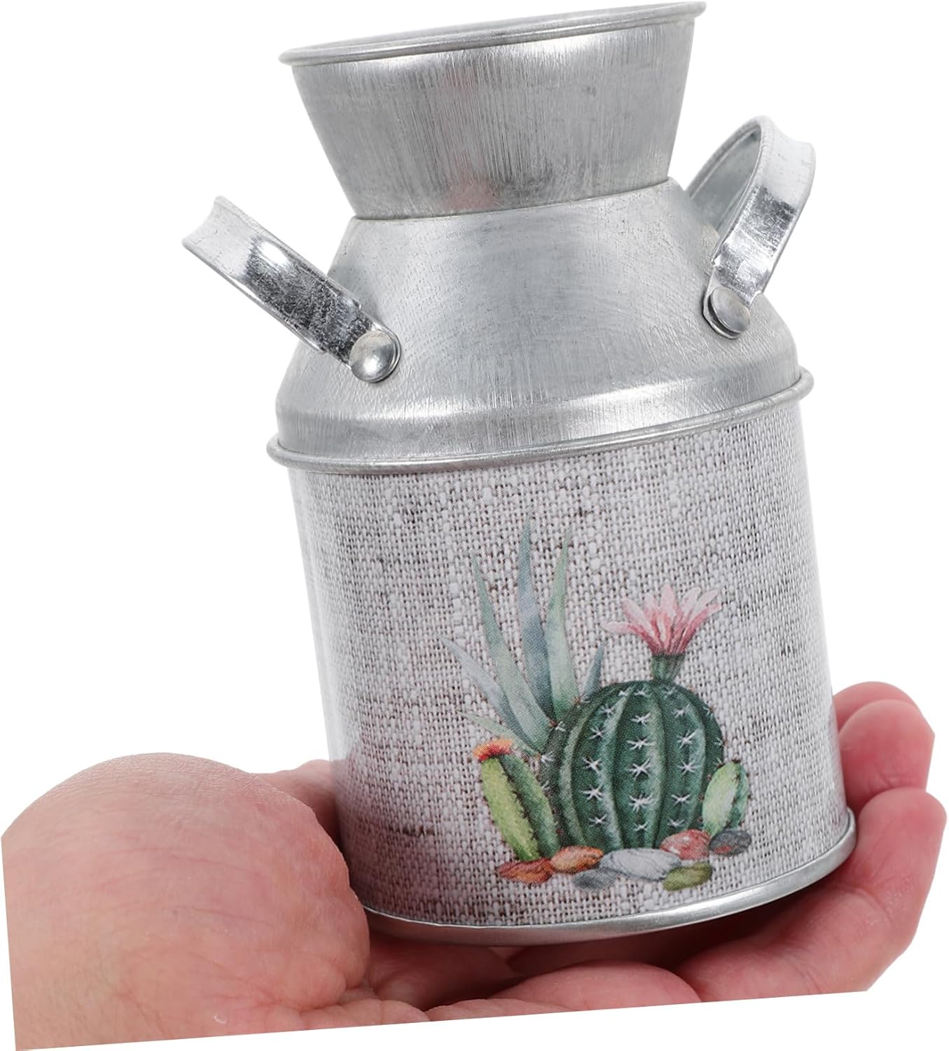 STOBAZA 2pcs Vintage Rustic Iron Flower Vases with Handles