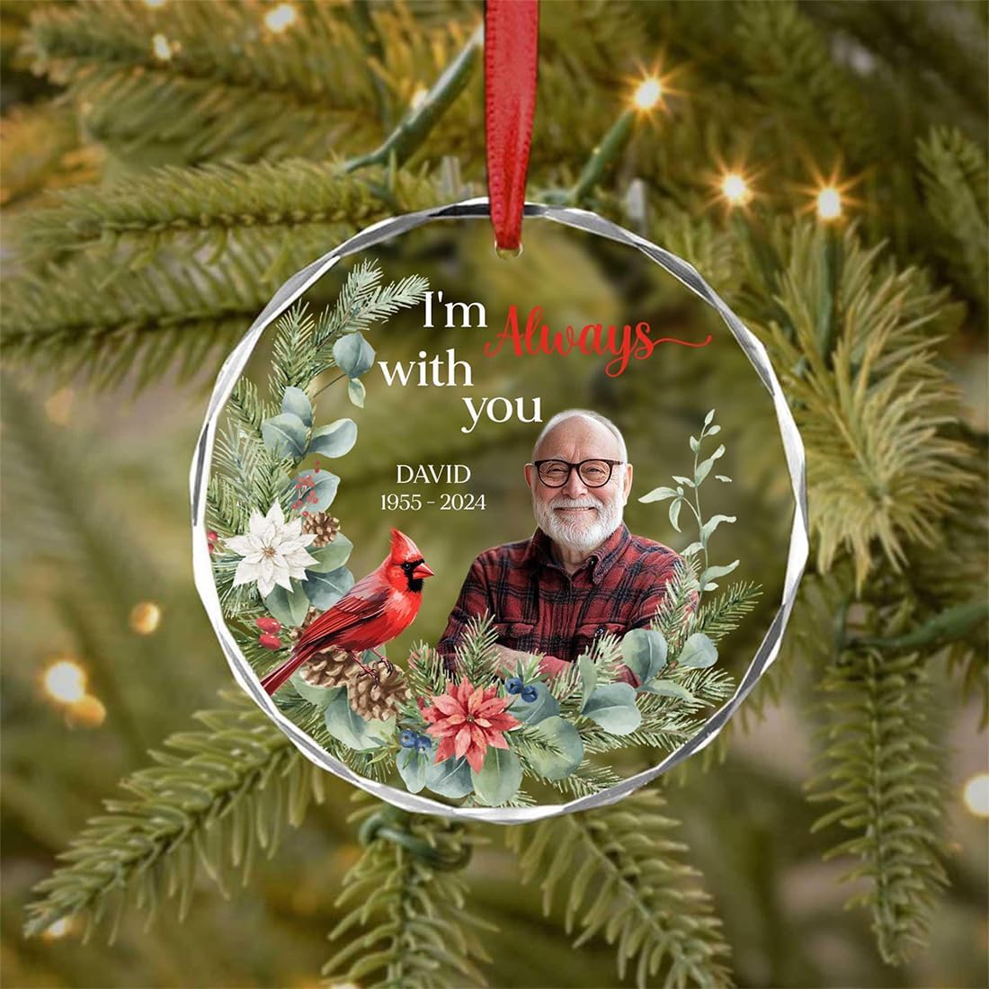 Custom Photo Im Always with You Cardinal Ornament