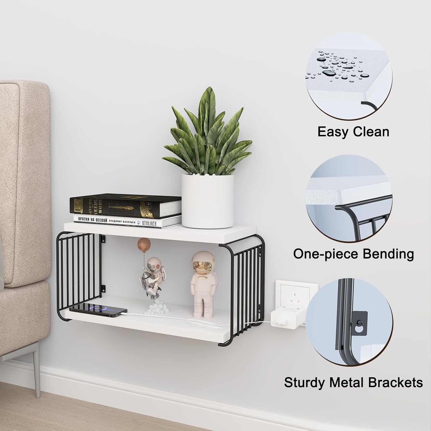 Modern Floating Nightstand Shelves for Bedroom and Living Room