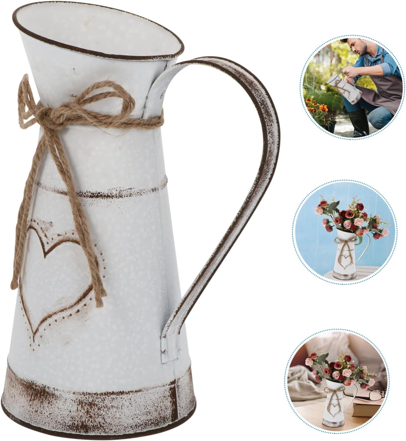 STOBAZA Metal Heart Shaped Vase Rustic Bucket Decor