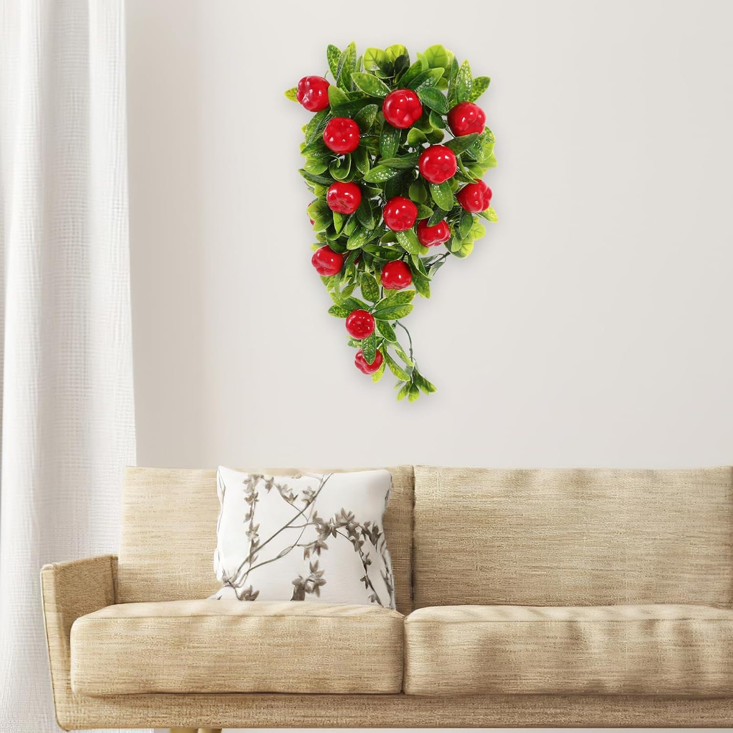SEWACC Artificial Lemon Teardrop Wreath for Home Decor