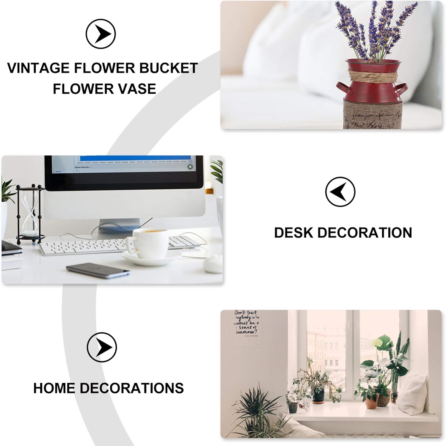 Cabilock Vintage Flower Bucket Rustic Metal Vase Decor