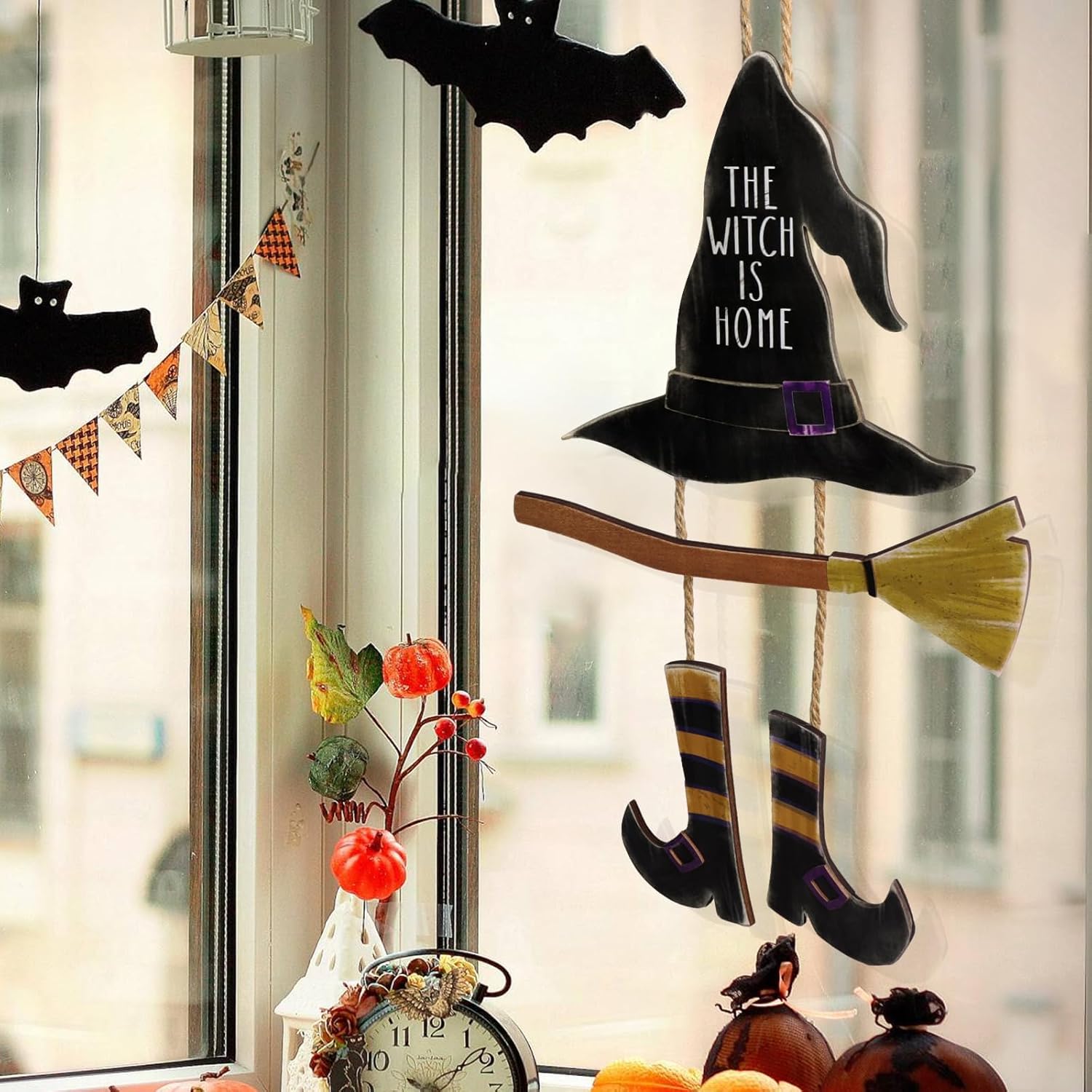 MelonBoat Halloween Witch Door Decor Wreath