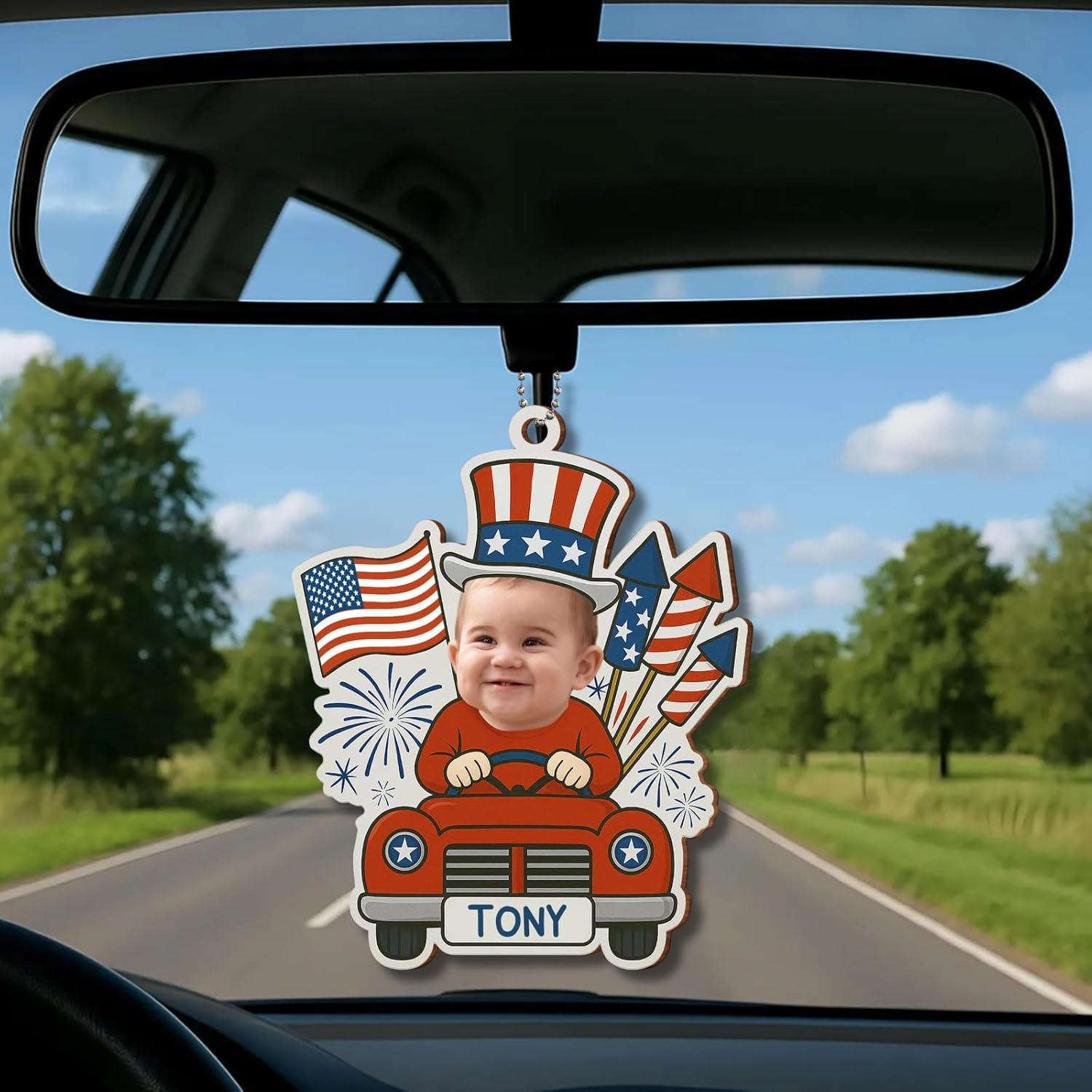 Customizable 4th of July Baby Ornament - Red White Blue Decor