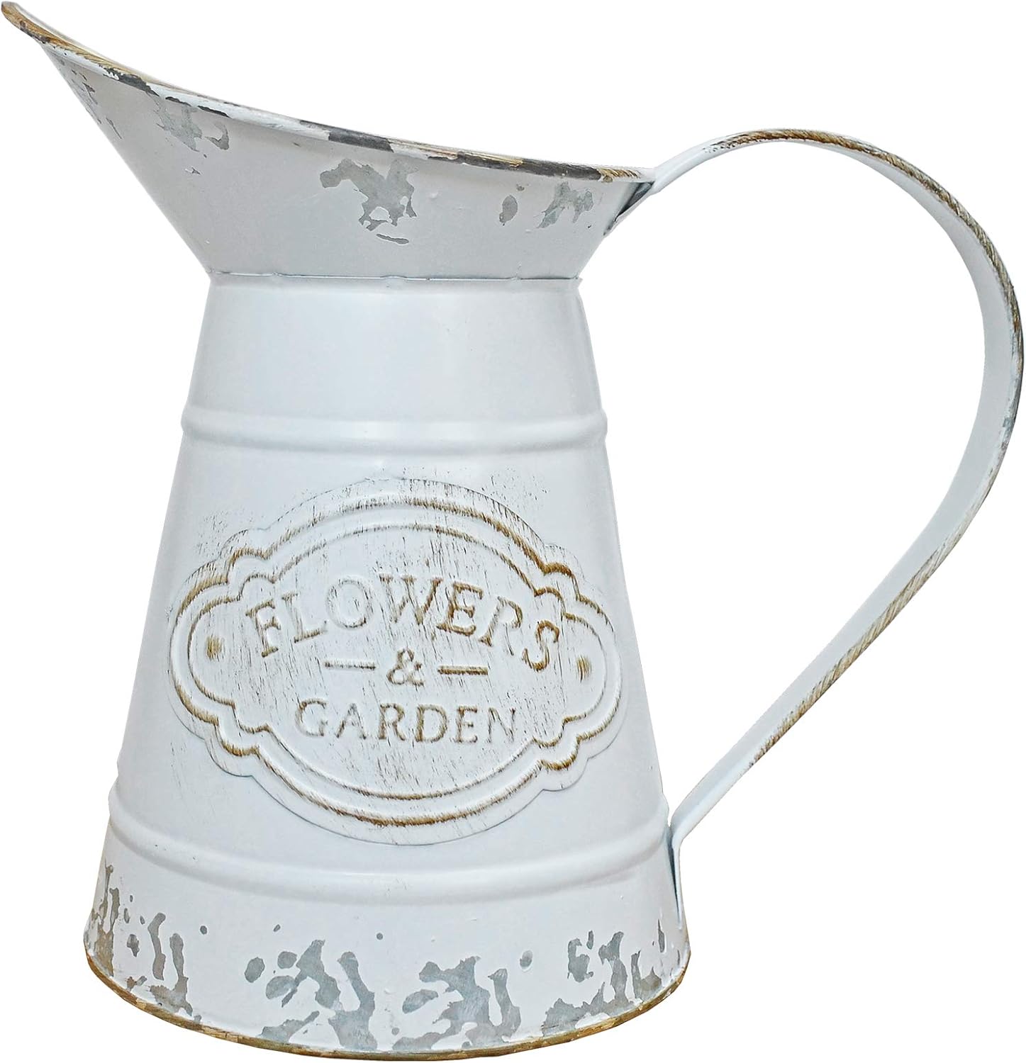 White Rustic Shabby Chic Metal Flower Vase
