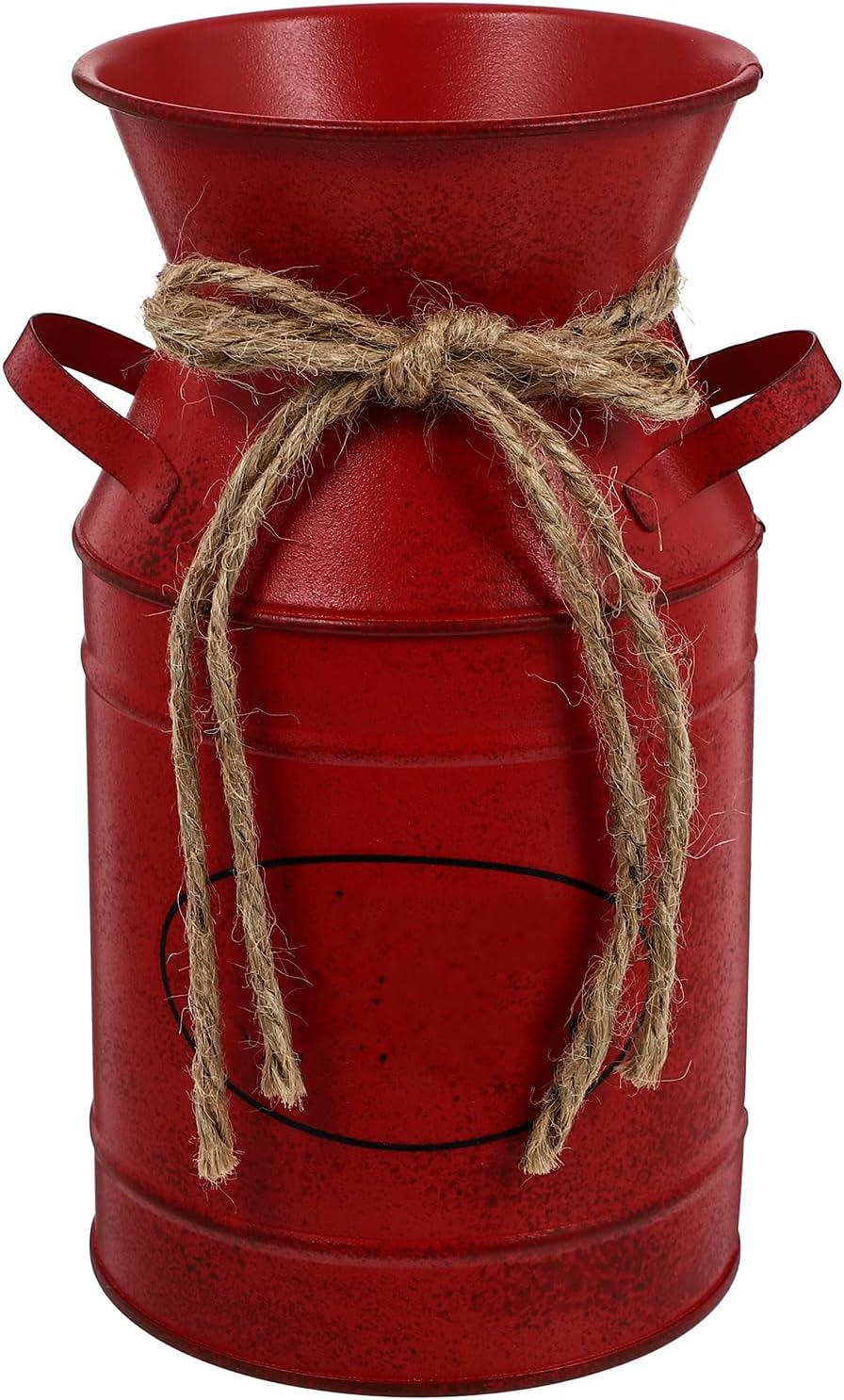 Rustic Galvanized Milk Can Vase Red